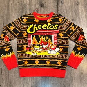 Hot Cheetos Men's Black and Red Ugly Christmas Sweater Chester Cheeto Holiday